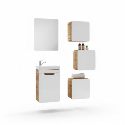 Design Buedzëmmer Miwwelen Bad 5-teillegt Set Schaf Wäschbeken.