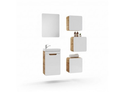 Design Buedzëmmer Miwwelen Bad 5-teillegt Set Schaf Wäschbeken.