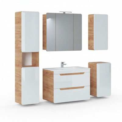 Design Buedzëmmer Miwwel Bad 5tlg. Set Garnitur Schaf Beliichtung