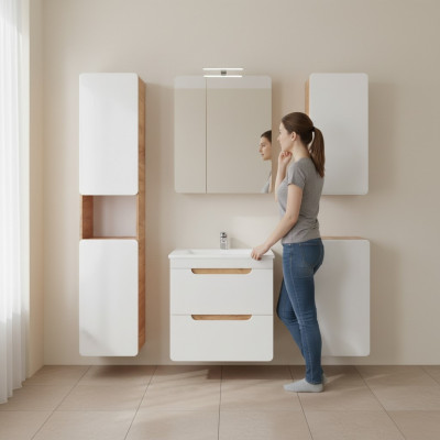 Design Buedzëmmer Miwwel Bad 5tlg. Set Garnitur Schaf Dekor Wäschbecken