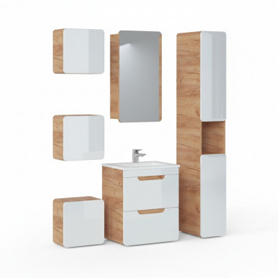 Design Buedzëmmer Miwwelen Bad 6tlg. Set Garnitur Dekor Schaf Waassersbecken