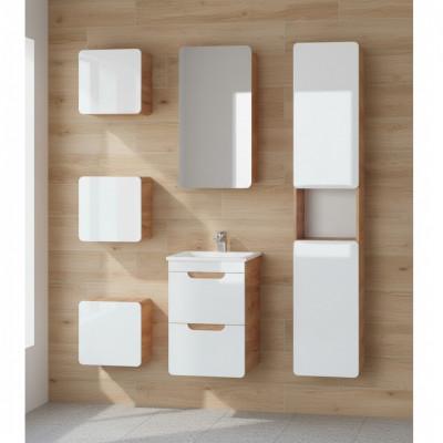 Design Buedzëmmer Miwwele Grupp Bad 6tlg. Set Garnitur Schaf Wäschbecken Holz