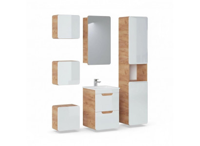Design Buedzëmmer Miwwele Grupp Bad 6tlg. Set Garnitur Schaf Wäschbecken Holz