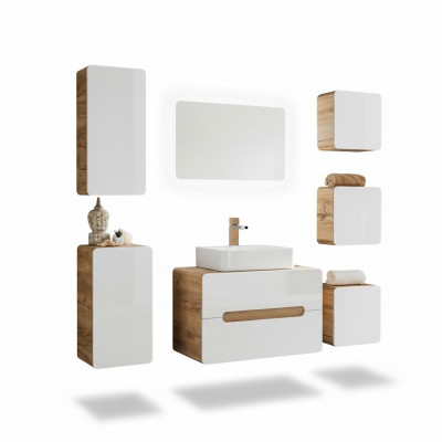 Design Buedzëmmer Miwwelen Bad 7 Deeler Set Garnitur Schaf Wäschbecken