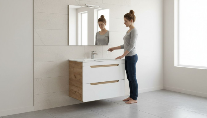 Design-Waschbecken 80cm Buedzëmmer Wäschdësch Bad Becken