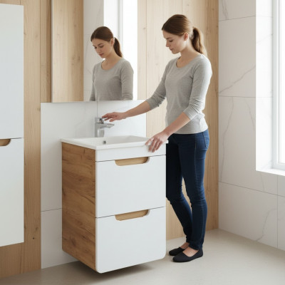 Design Wäschbëcken 50cm Buedzëmmer Wäschtdësch Bued Bëcken