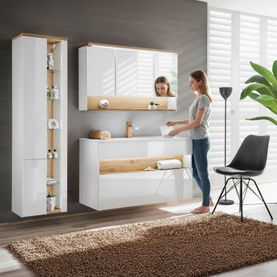 Design Buedzëmmer Miwwelen Bad 3-stéck Set Garnitur Schaf Waschbecken Beliichtung