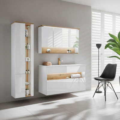 Design Buedzëmmer Miwwelen Bad 3-stéck Set Garnitur Schaf Waschbecken Beliichtung
