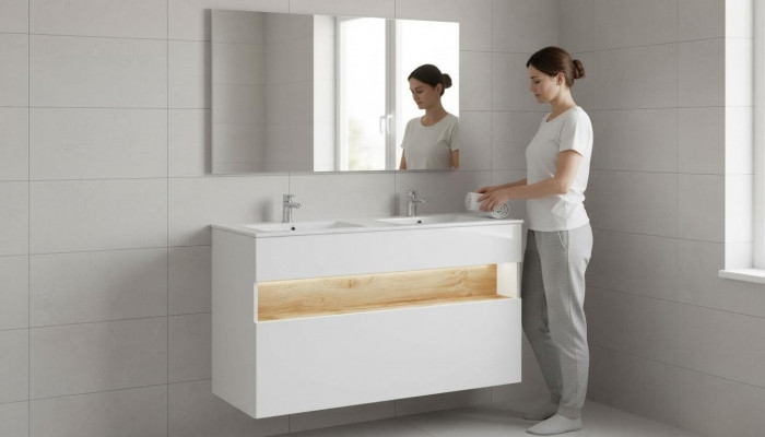Duebel Wäschestell Wäschbeckenënnerschaf mat Wäschestell Becken