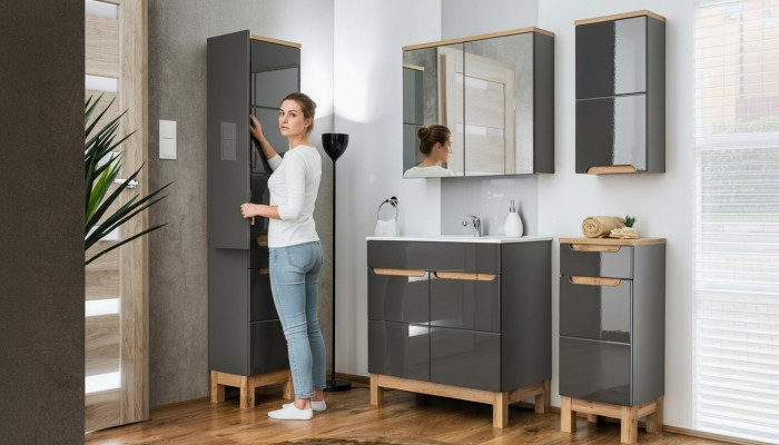 Design Miwwelen Buedzëmmer Bad Set Garnitur Schaf Wäschbecken Buedzëmmerméiwelset 5 Deeler.