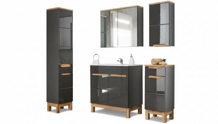 Design Miwwelen Buedzëmmer Bad Set Garnitur Schaf Wäschbecken Buedzëmmerméiwelset 5 Deeler.