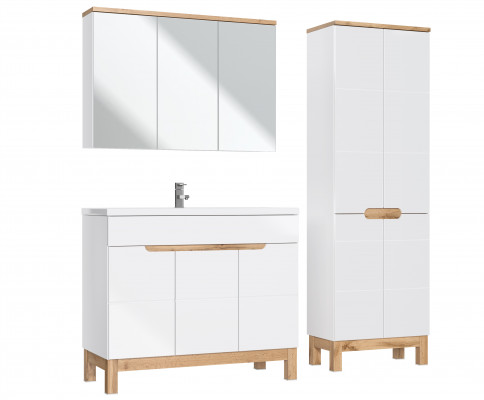 Design Buedzëmmer Miwwelen Bued Set Garnitur Schrack Wäschbecken Buedzëmmermiwwelsets 3tlg.