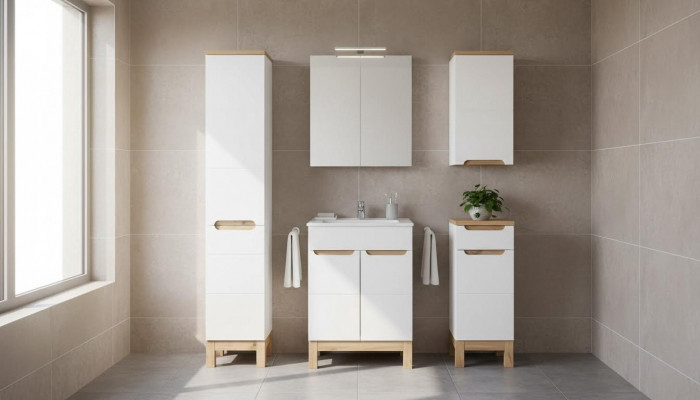 Design Miwwelen Wäschbecken Buedzëmmer Bad Set Garnitur Schaf Badmiwwelsets 5 Deeler.