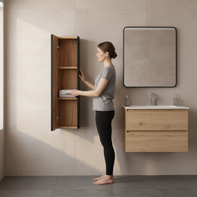 Buedzëmmer Buedzëmmermiwwelen Regal Schaf Braun Schief Apdikt Holz