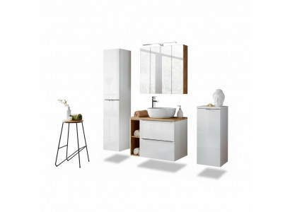 Design Buedzëmmer Miwwelen Bad 5 tlg. Set Garnitur Dekor Schaf Wäschbecken