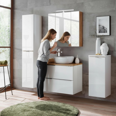 Design Buedzëmmer Miwwelen Bad 4 tlg. Set Garnitur Deko Schaf Wäschbecken