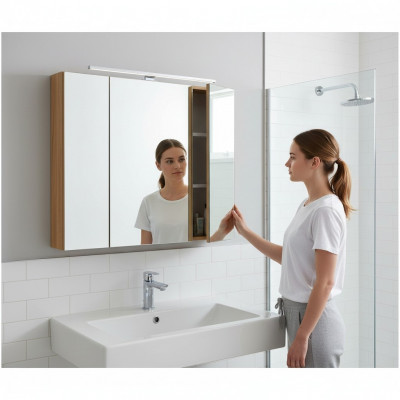 Spigelschaf Wandcloset Buedzëmmerkabinet mat Spigel 80 cm Deko LED