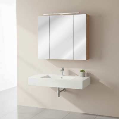Spigelschaf Wandcloset Buedzëmmerkabinet mat Spigel 80 cm Deko LED