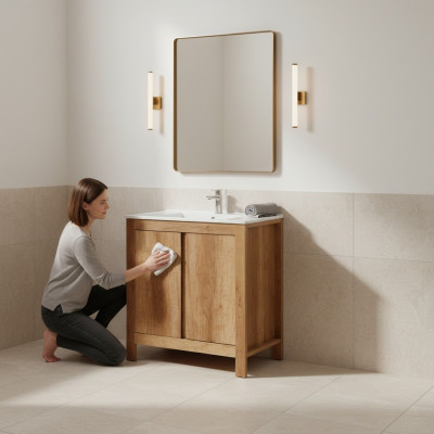 Buedzëmmermiwwel Set 80cm Wäschbecken mat Ënnerschaf Dekorativ Modern Wäschdësch