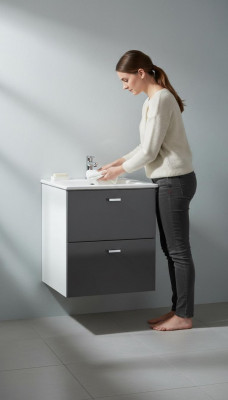 Buedzëmmer Miwwel Set 40cm Wäschbecken mat Ënnerschaf Wäschdësch Schüff Läschchief