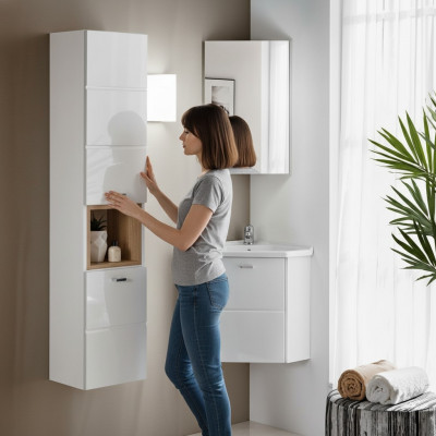 3-Stéck Buedzëmmer Miwwelen Dekor Set Lavabo Waschbësch Spullsteen