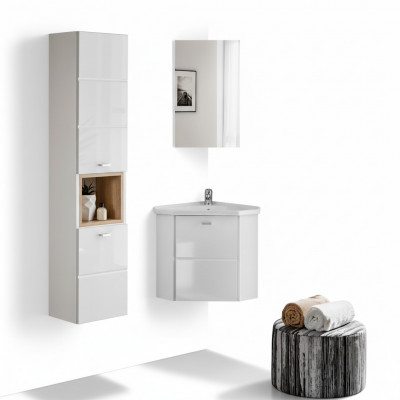 3-Stéck Buedzëmmer Miwwelen Dekor Set Lavabo Waschbësch Spullsteen