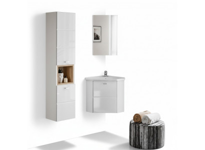 3-Stéck Buedzëmmer Miwwelen Dekor Set Lavabo Waschbësch Spullsteen