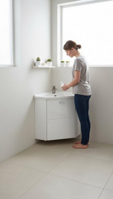 Eckbad Eckdësch Lavabo Eckschaf Lavabo Wäschstand Entren