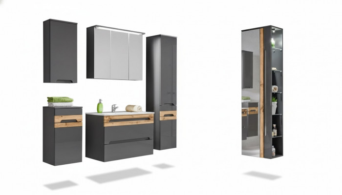 Design Buedzëmmer Miwwelen Bued 5 Deeler Set Garnitur Schaf Wäschbecken Beliichtung