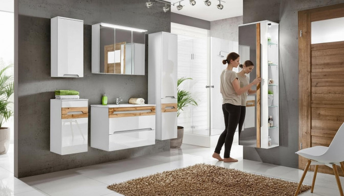 Design Buedzëmmer Miwwelen Bad 6-Stéck. Set Garnitur Deko Schaf Waschbecken