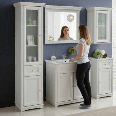Design Miwwel Buedzëmmer Bad Set Garnitur Lavabo Schaf