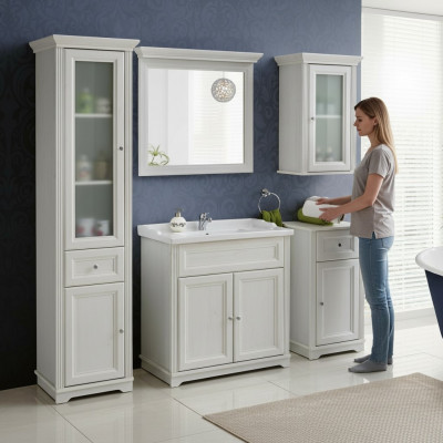 Design Buedzëmmer Miwwelen Bad 5 Deeler Deko Set Garnitur Schaf Wäschbecken