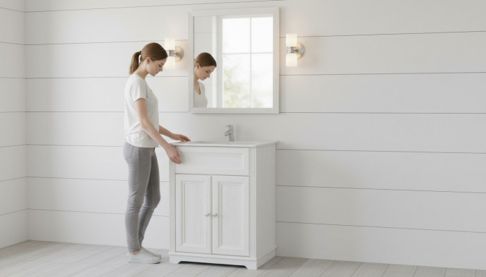 Badmoossen antik Stil Becken Ënnerschaf Landhaus Buedzëmmer 60cm
