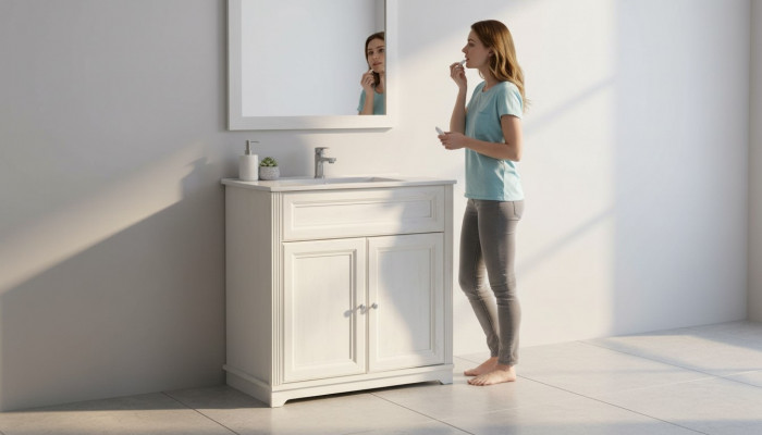 Landhausstil-Waschtisch-Unterschrank Héichwäerteg Wäschbecken