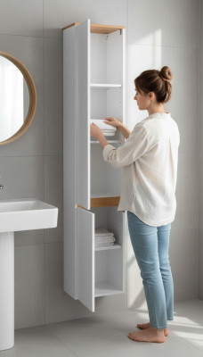 Héichschaf Buedzëmmern Regal Hängeschaf 176cm Buedzëmmer Miwwelen