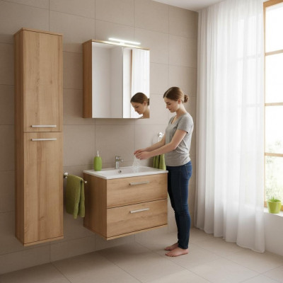 Designe Buedzëmmer Miwwelen Buedem 3-deelech Deko Set Garnitur Schaf Wäschbecken