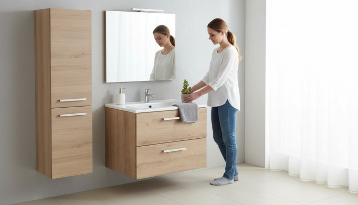 Hänkt Wäschbecken Héichwäerteg Buedzëmmer Miwwelen Waschtësch Wäschbecken Becken 60cm