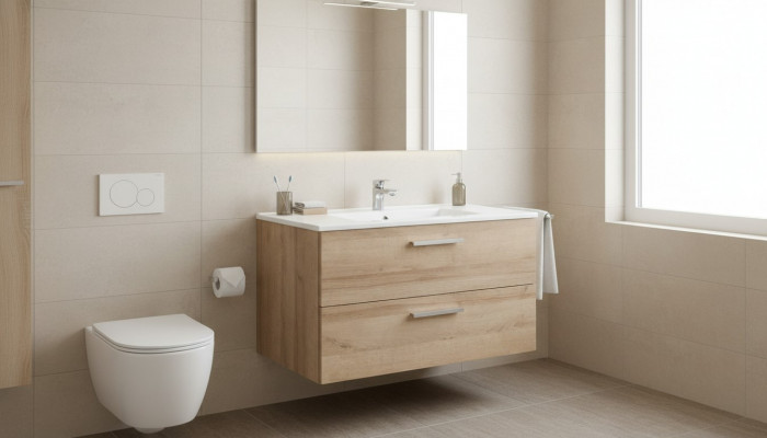 Badzëmmerset 80cm Wäschbecken mat Modern Ënnerbau Dekorative Wäschdësch