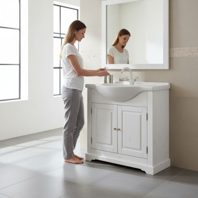 Landhaus Waschtësch Luxus Qualitéit Waschbecken Becken mat Ënnerschaf 85x35x81