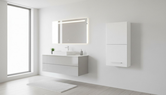 Buedzëmmer Buedzëmmermiwwelen Regal Schaf Wäiss Schief Apdikt Holz