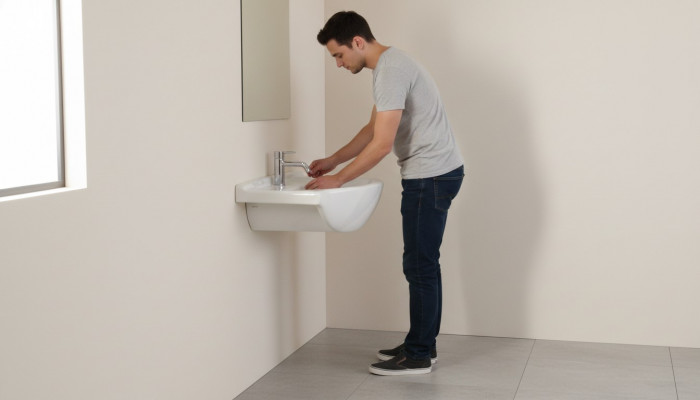 Keramik-Waschbecken, dekorativ, modern, opgebautene Wäschbecken a Wäiss.