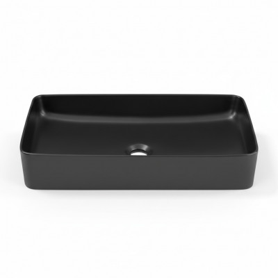 Schwaarzt Kermikswäschbecken opgesetzten Dëschplacke Lavabo Becken
