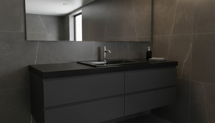 Keramik Wäschtenk Ëmfangschëff Schwaarz Becken Waschbecken