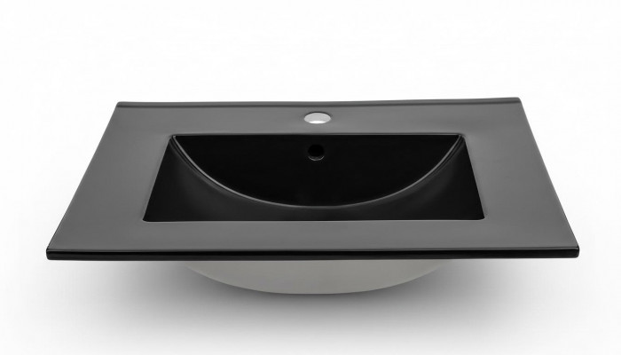 Keramik Wueschbecken Wueschtësch Anbau Schwaarz Plack Design Becken