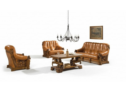 Wunnzëmmer Sofagarnitur Couch Sëtz Sofa Lieder Holz 3+2 Set Garnitur Neien