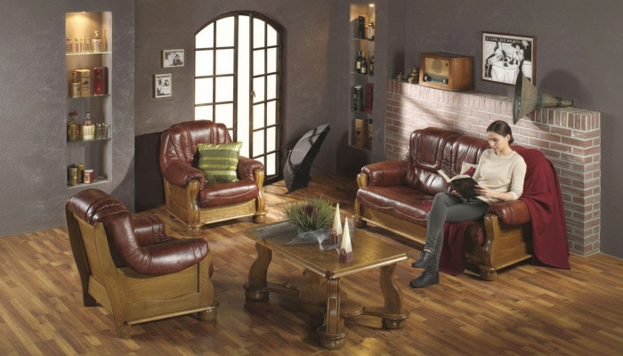 Klassesch Garnitur 3+2+1 Sëtz Sofagarnitur Couch Sofa 100% Lieder Sofa Polster.
