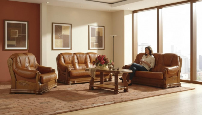 Canapé-Set 3+1+1 Sëtzer Klassesch Polstersofa Wohnlandschaft Sofas Couchen Nei