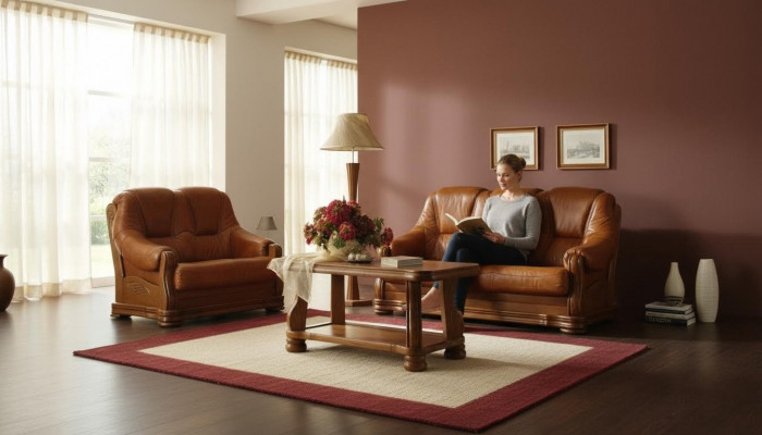 Wunnzëmmer Sofagarnitur Canapé Polstersofa 100% Echt Lieder Holz 3+1