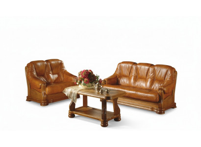 Wunnzëmmer Sofagarnitur Canapé Polstersofa 100% Echt Lieder Holz 3+1