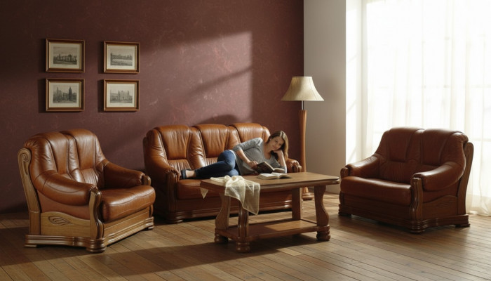 Klassesch Dräisëtzer Couch Couchen Polster Sofa 3-Sëtzer Lieder Couchen